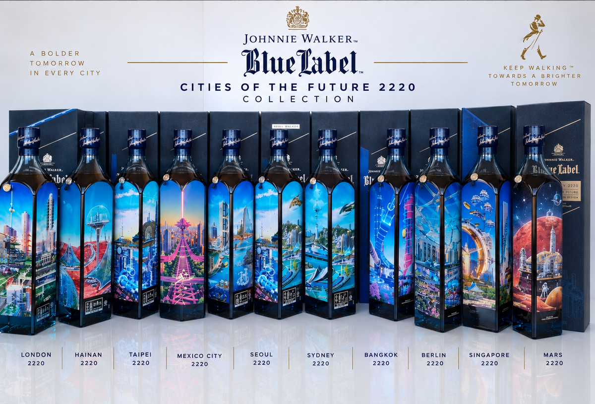 JOHNNIE WALKER BLUE LABEL 2220 full set of 10 CITIES OF THE FUTURE