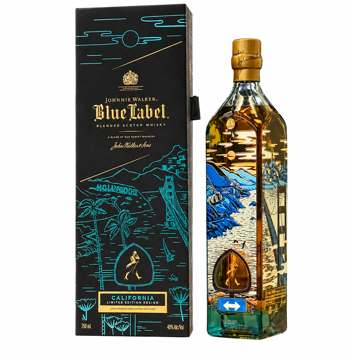 JOHNNIE WALKER BLUE LABEL CALIFORNIA LIMITED EDITION DESIGN 75CL