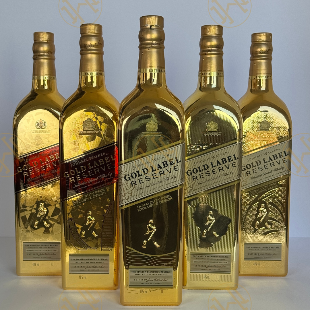 JOHNNIE WALKER GOLD RESERVE DUBAI EDITION 1L SET OF 5 BOTTLES