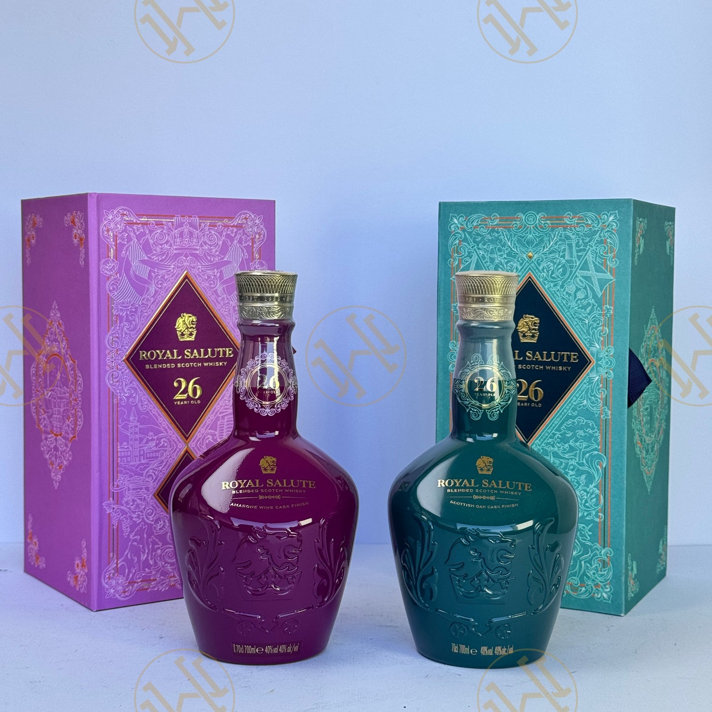 ROYAL SALUTE 26Y PINK AND GREEN DECANTER 70 CL SET