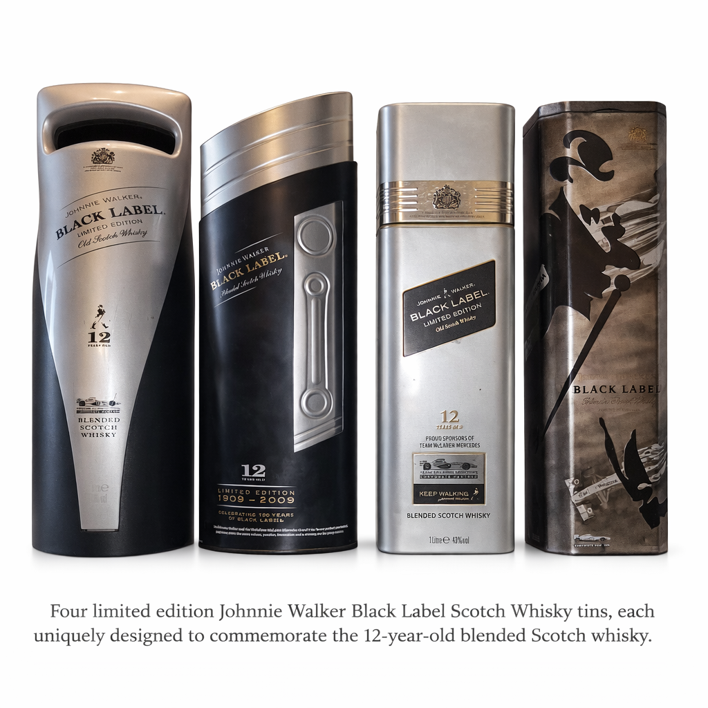 JOHNNIE WALKER BLACK LABEL MCLAREN EDITION 1L SET OF 4 BOTTLES
