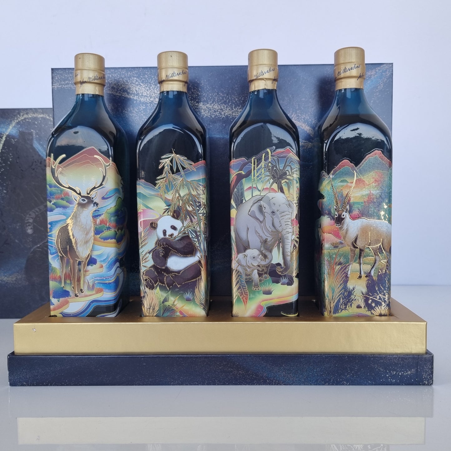 JOHNNIE WALKER BLUE LABEL RARE ANIMALS SET 4x20CL