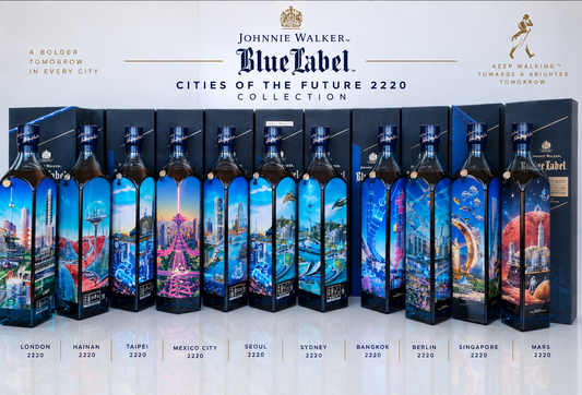 JOHNNIE WALKER BLUE LABEL 2220 full set of 10 CITIES OF THE FUTURE