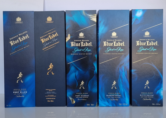 JOHNNIE WALKER BLUE LABEL GHOST AND RARE EDITION set of 5 bottles 75CL